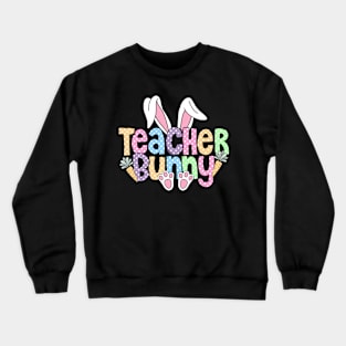 Teacher Easter Matching Family Party Bunny Face Crewneck Sweatshirt